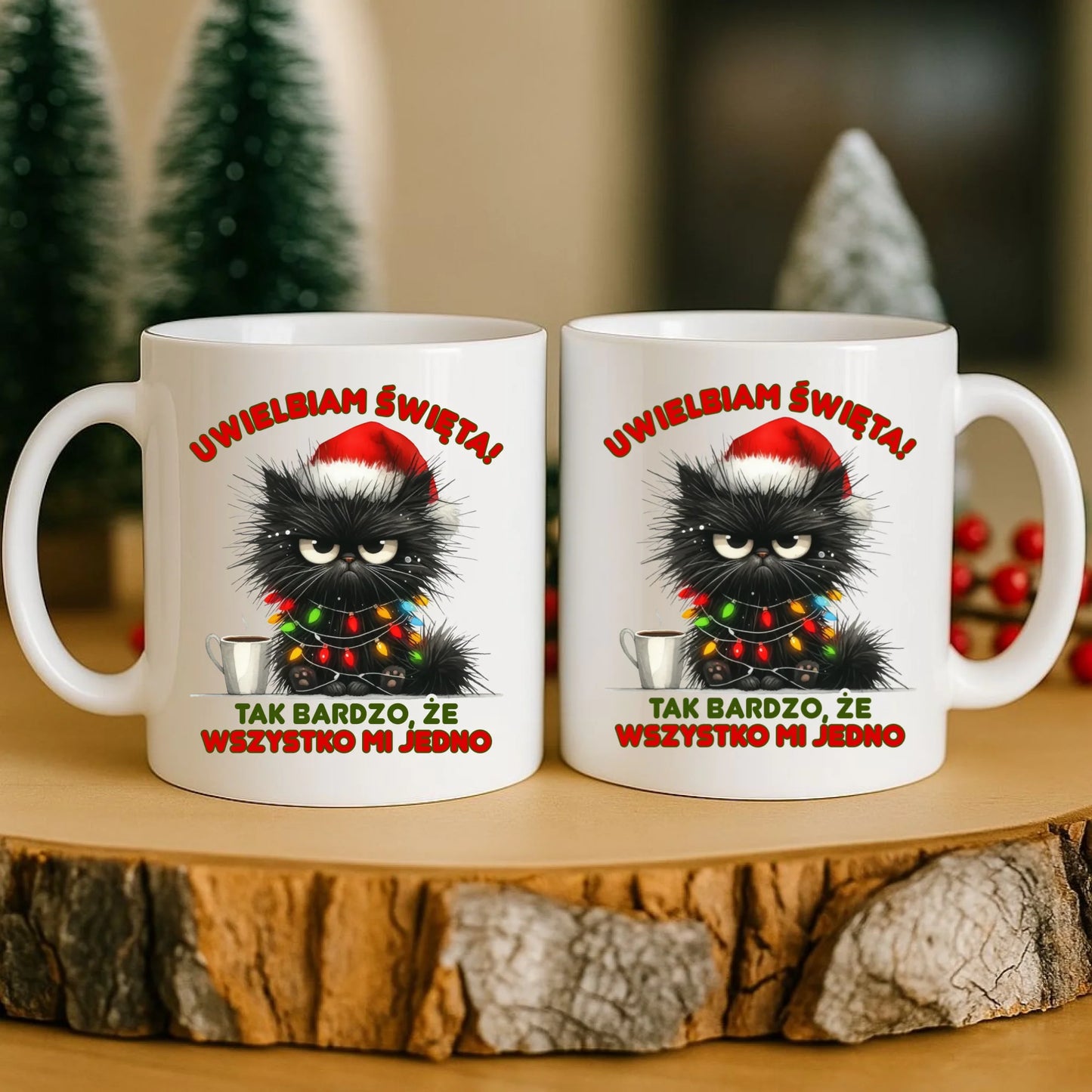 Kubek świąteczny - Kot Maruda Wszystko mi jedno BN35 - StoryCups.pl