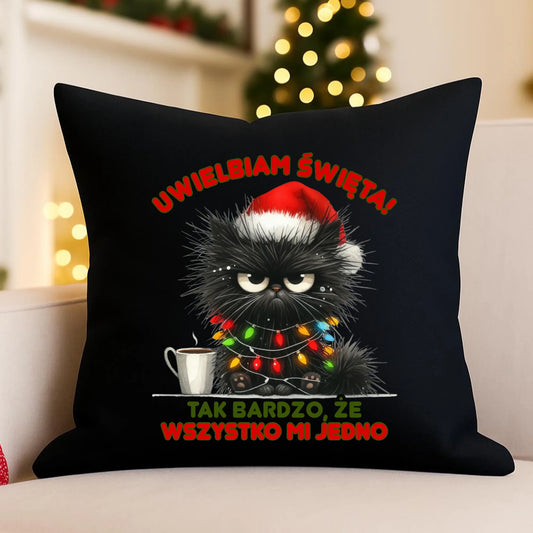 Poduszka dekoracyjna świąteczna - Kot Maruda Wszystko mi jedno BN35 - StoryCups.pl