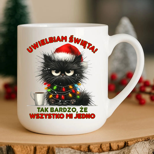 Kubek elegant świąteczny - Kot Maruda Wszystko mi jedno BN35 - StoryCups.pl