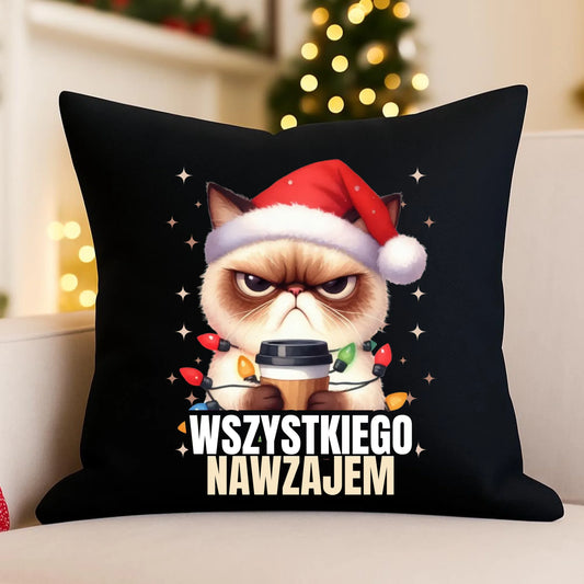 Poduszka dekoracyjna świąteczna - Grumpy Cat Wszystkiego nawzajem BN33 - StoryCups.pl