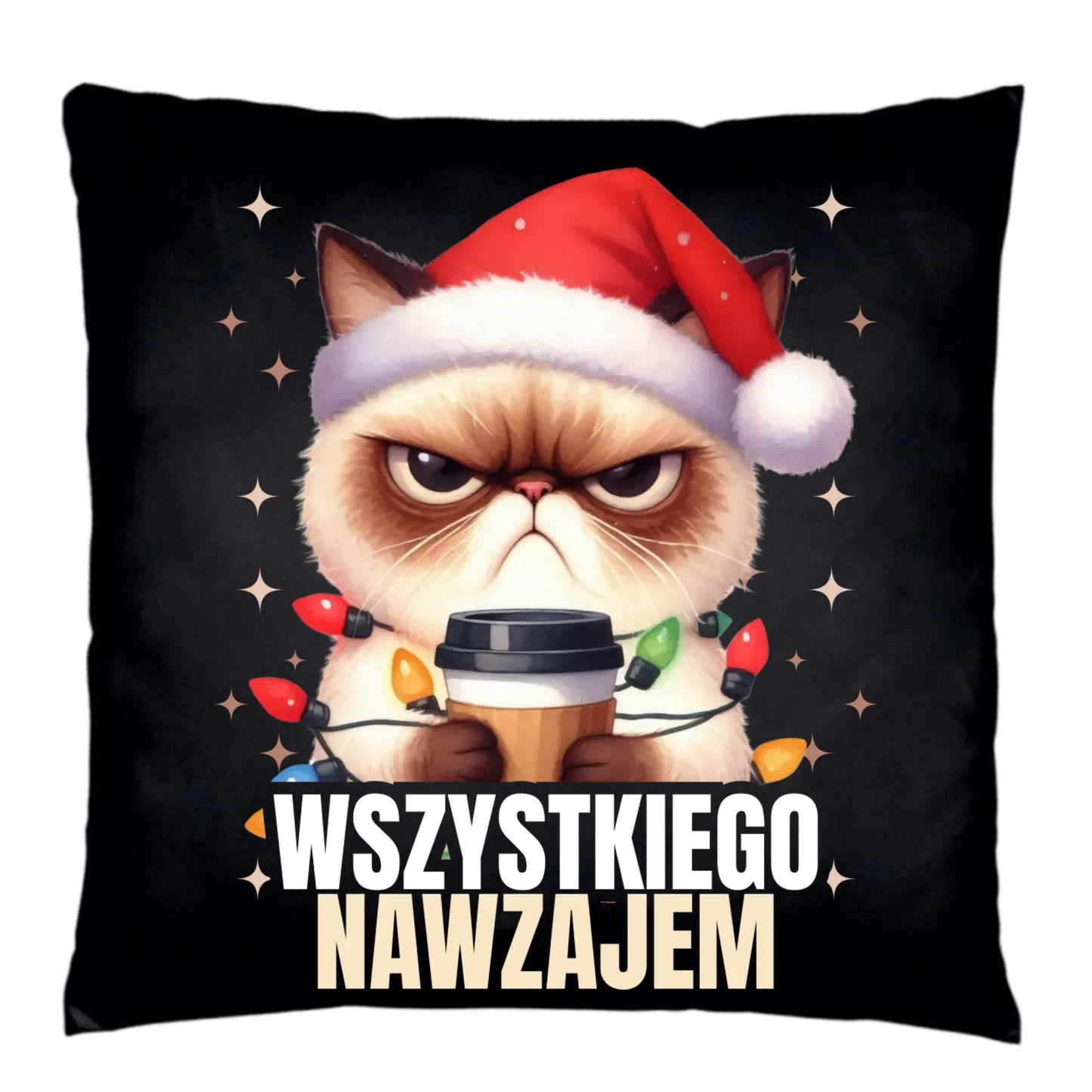 Poduszka dekoracyjna świąteczna - Grumpy Cat Wszystkiego nawzajem BN33 - StoryCups.pl