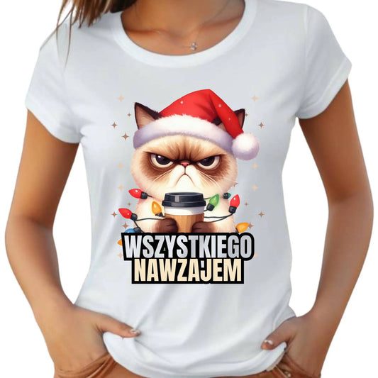 Koszulka damska świąteczna - Grumpy Cat Wszystkiego nawzajem BN33 - StoryCups.pl