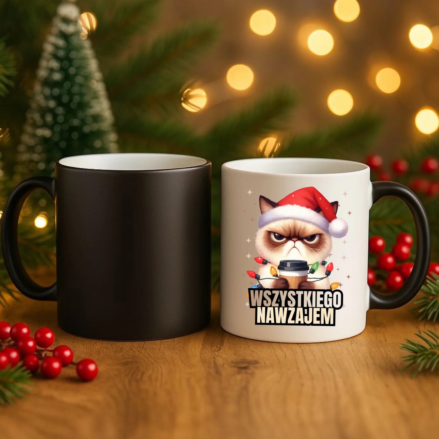 Kubek magiczny świąteczny - Grumpy Cat Wszystkiego nawzajem BN33 - StoryCups.pl
