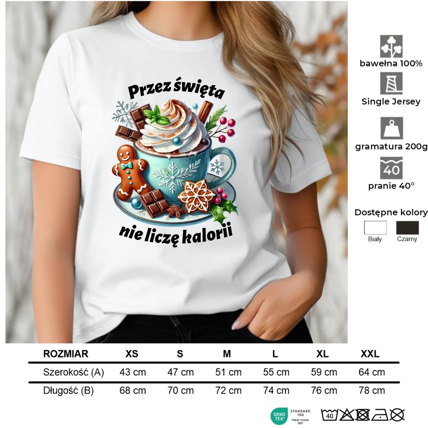 Koszulka damska świąteczna - Przez święta nie liczę kalorii BN31 - StoryCups.pl