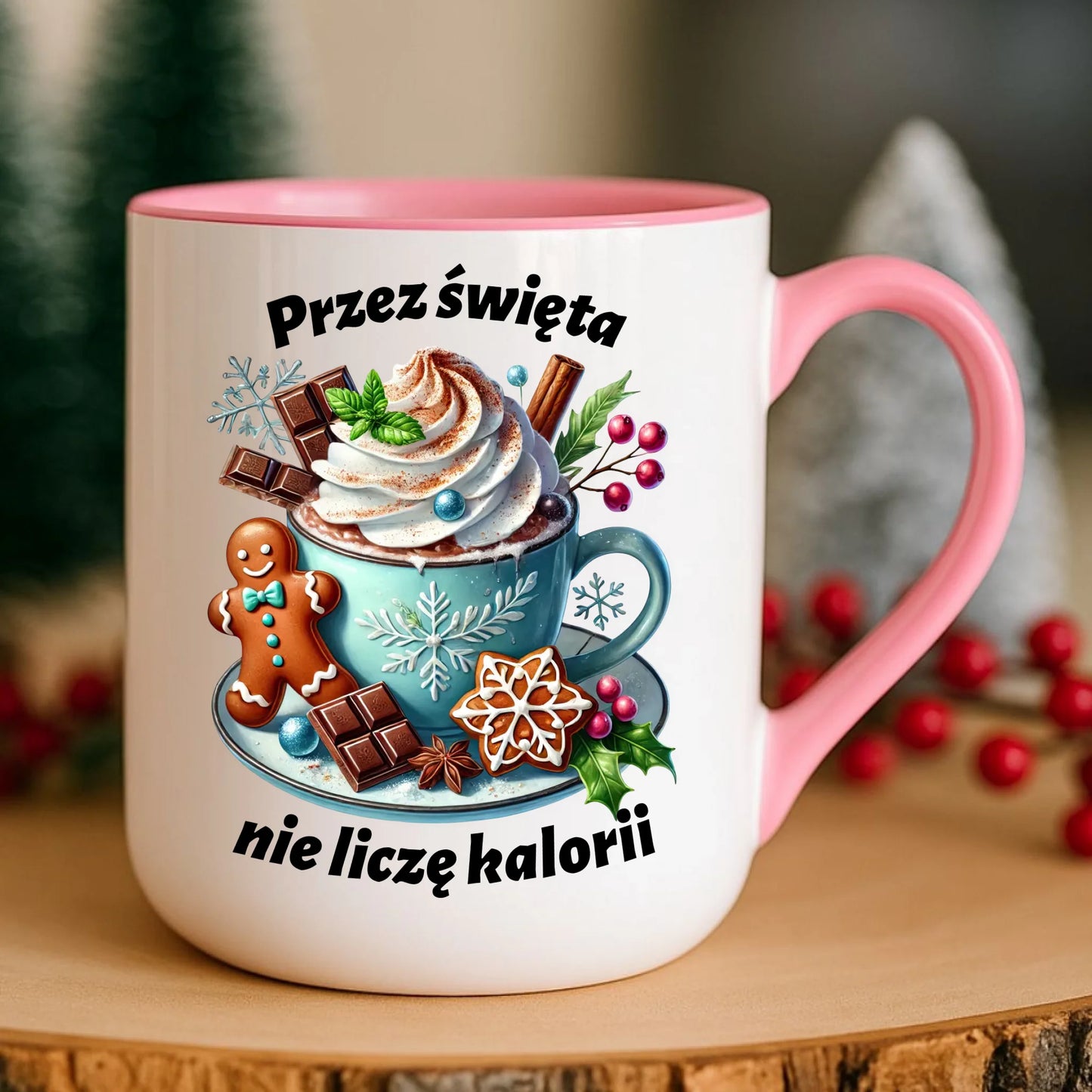 Kubek elegant świąteczny - Przez święta nie liczę kalorii BN31 - StoryCups.pl