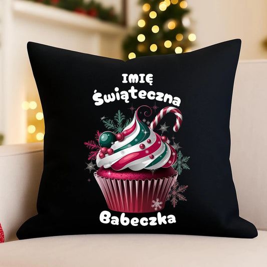 Poduszka dekoracyjna na święta - Świąteczna babeczka - personalizowana BN30 - StoryCups.pl