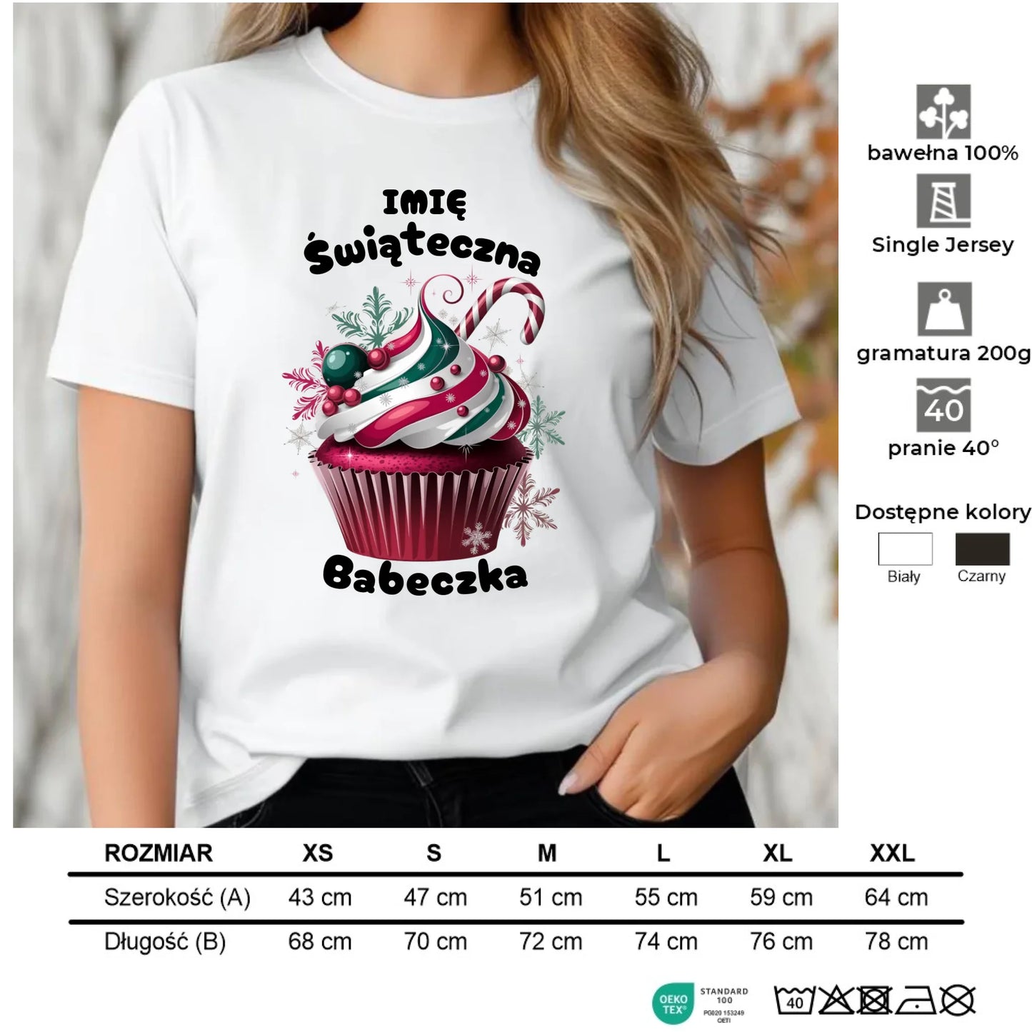 Koszulka damska na święta - Świąteczna babeczka - personalizowana BN30 - StoryCups.pl