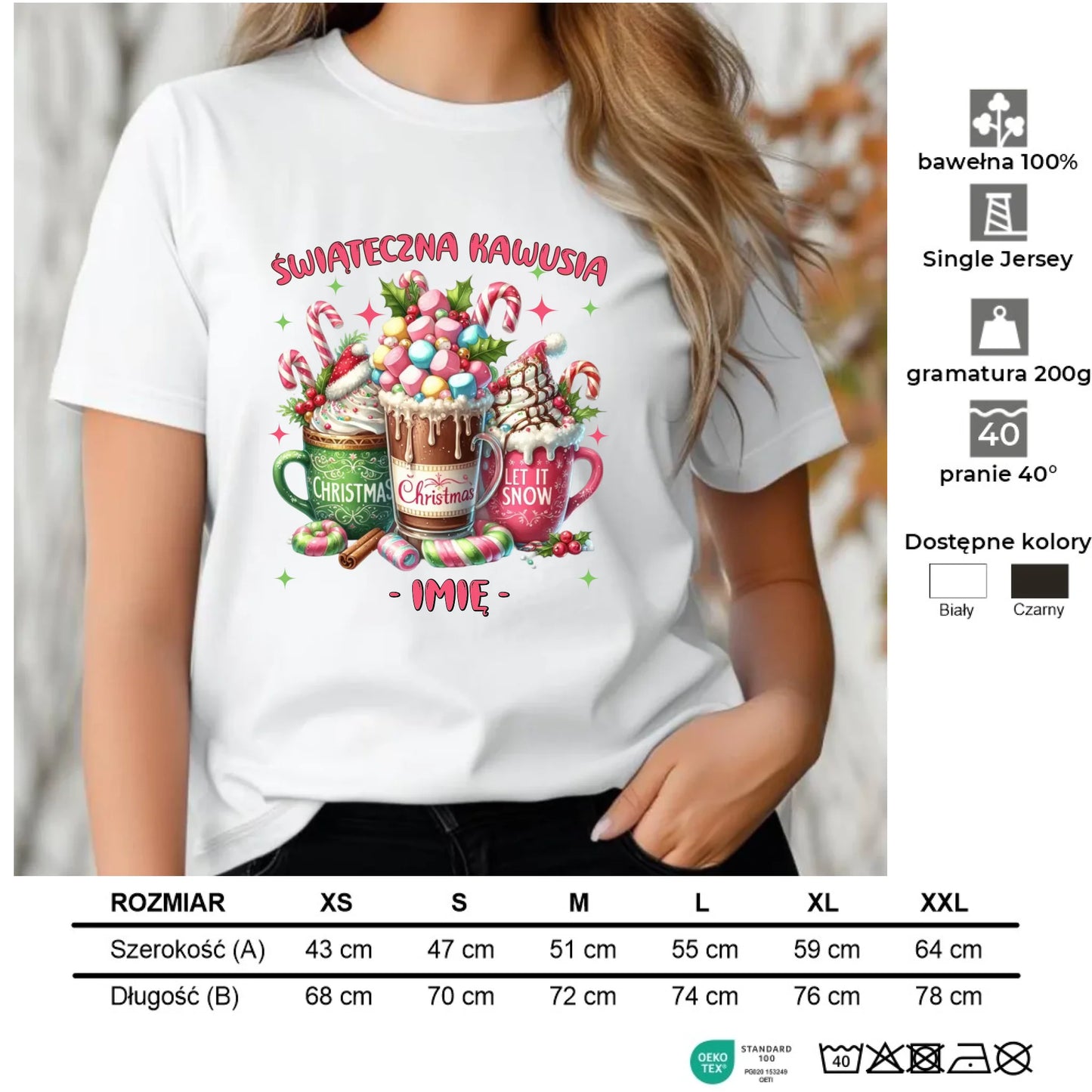 Koszulka damska świąteczna - Świąteczna kawusia - personalizowana BN29 - StoryCups.pl