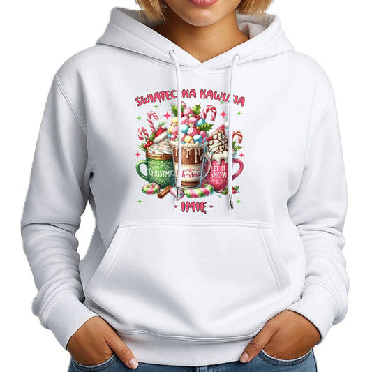Bluza damska z kapturem świąteczna - Świąteczna kawusia - personalizowana BN29 - StoryCups.pl