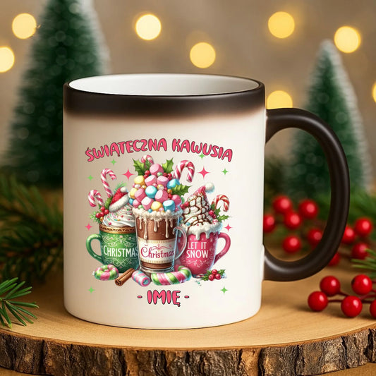 Kubek magiczny świąteczny - Świąteczna kawusia - personalizowany BN29 - StoryCups.pl