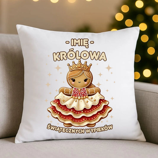 Poduszka świąteczna - Królowa świątecznych wypieków - personalizowana BN28 - StoryCups.pl
