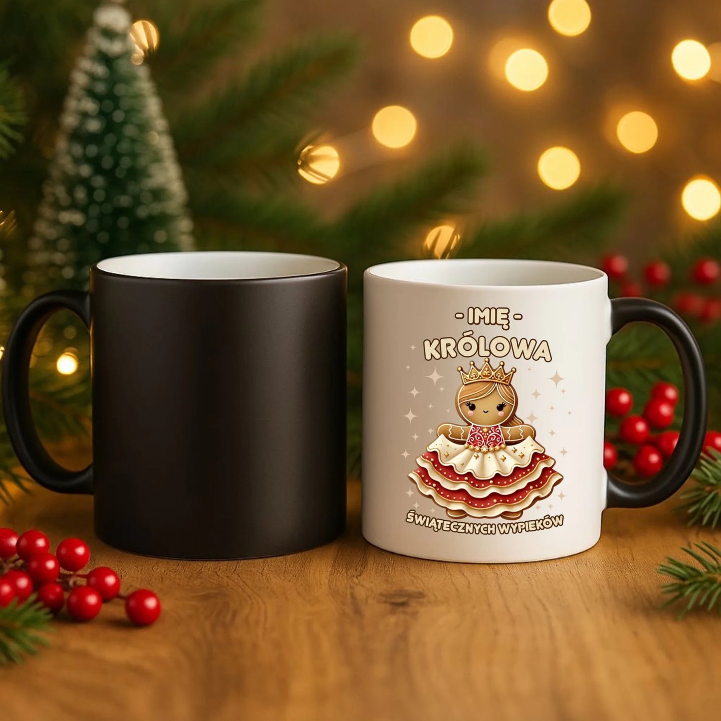 Kubek magiczny świąteczny - Królowa świątecznych wypieków - personalizowany BN28 - StoryCups.pl