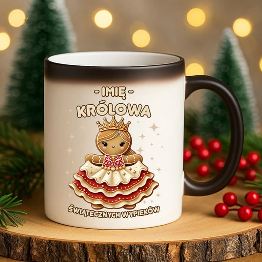Kubek magiczny świąteczny - Królowa świątecznych wypieków - personalizowany BN28 - StoryCups.pl