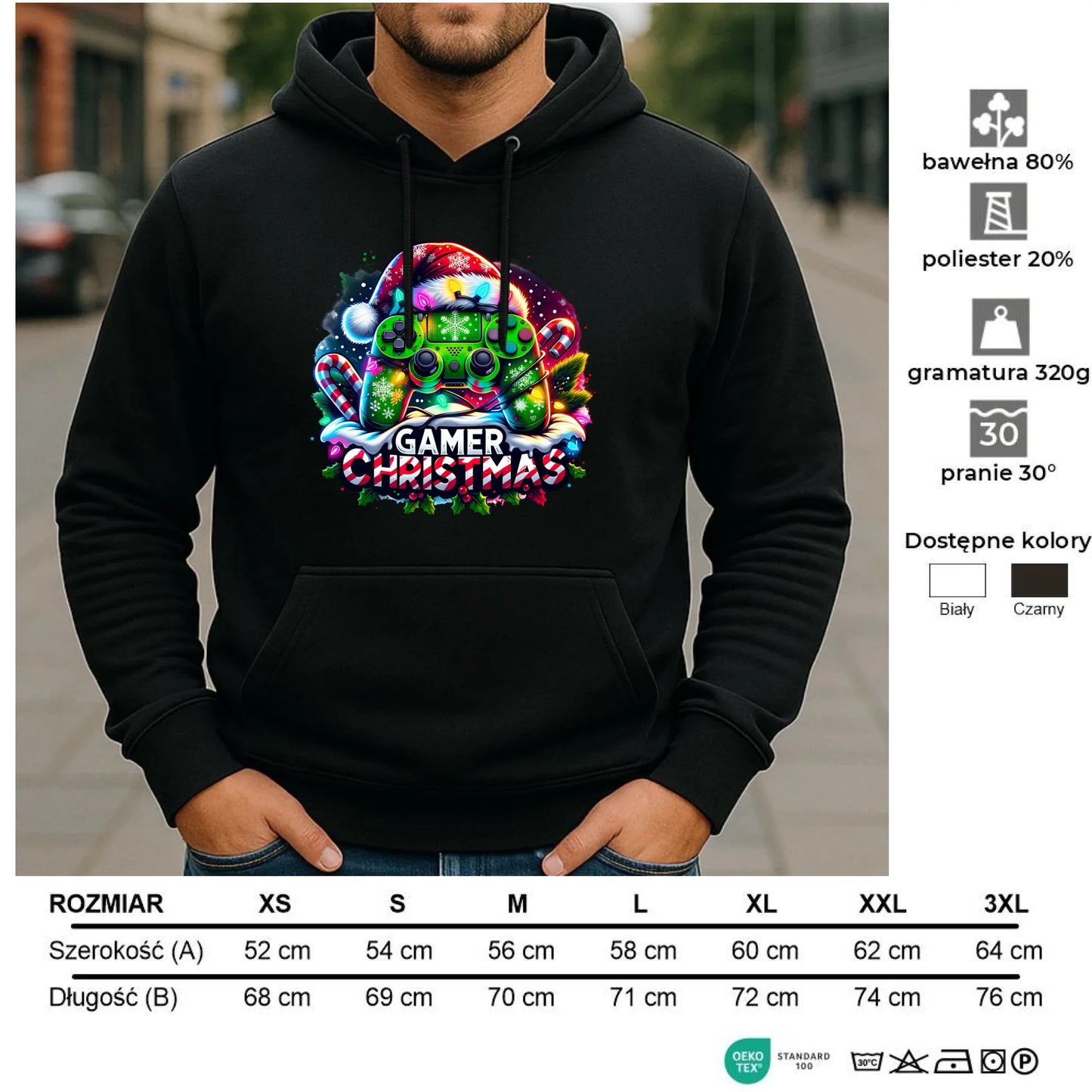 Bluza męska z kapturem świąteczna - prezent dla gracza - Christmas gamer BN22 - StoryCups.pl