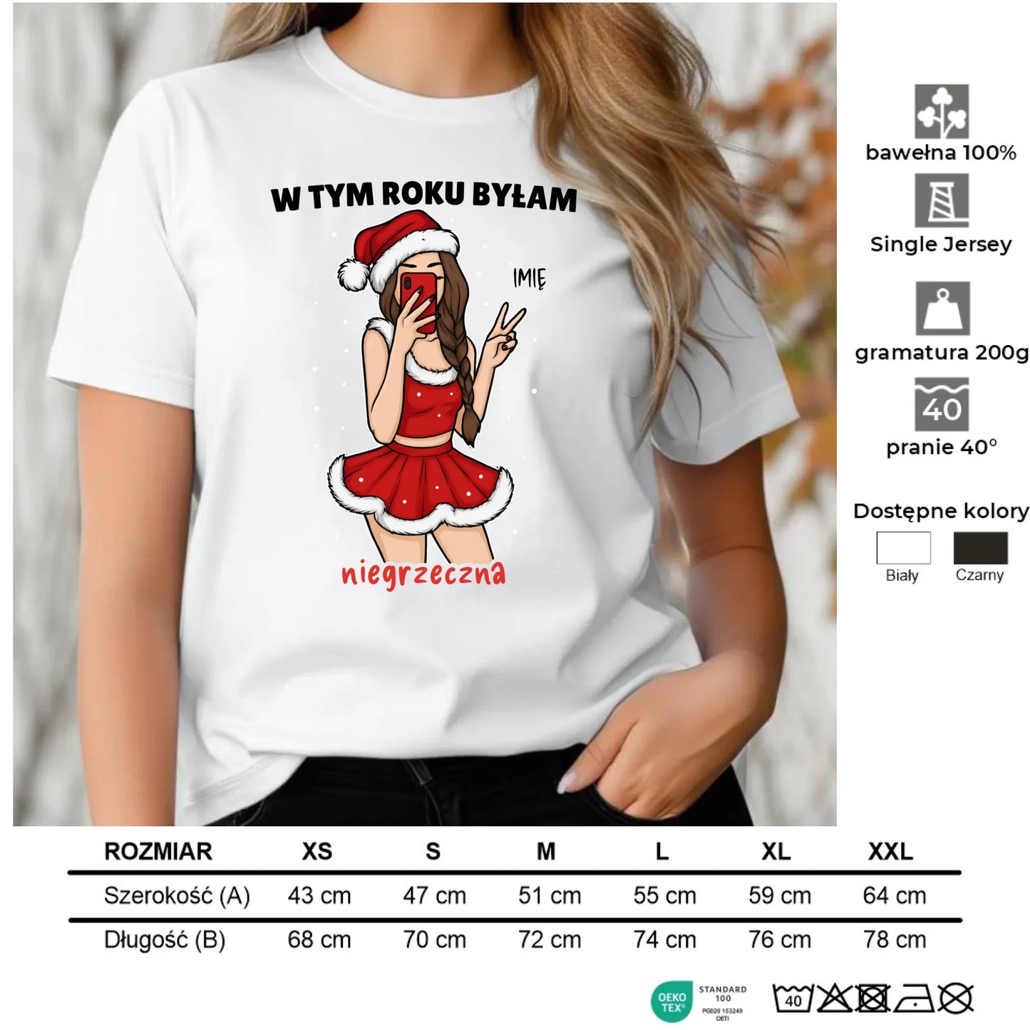 Koszulka damska świąteczna - W tym toku byłam niegrzeczna - personalizowana BN21 - StoryCups.pl