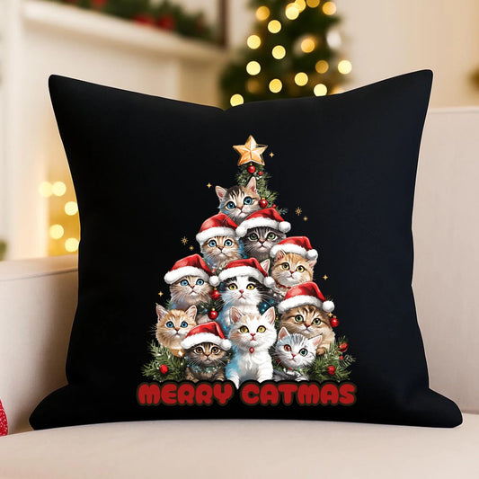 Poduszka dekoracyjna świąteczna - Kocia choinka Merry Catmas BN20 - StoryCups.pl