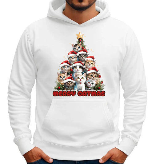 Bluza męska z kapturem świąteczna - Kocia choinka Merry Catmas BN20 - StoryCups.pl