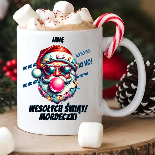 Kubek świąteczny - Mikołaj Wesołych Świąt Mordeczki - personalizowany BN17 - StoryCups.pl