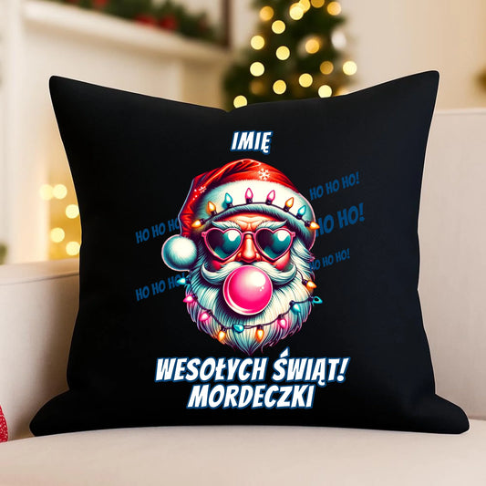 Poduszka dekoracyjna świąteczna - Mikołaj Wesołych Świąt Mordeczki - personalizowana BN17 - StoryCups.pl