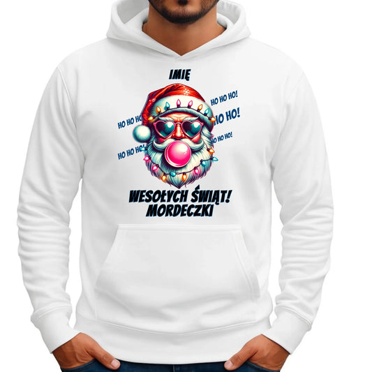 Bluza męska z kapturem świąteczna - Mikołaj Wesołych Świąt Mordeczki - personalizowana BN17 - StoryCups.pl