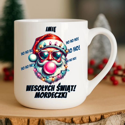 Kubek elegant świąteczny - Mikołaj Wesołych Świąt Mordeczki - personalizowany BN17 - StoryCups.pl