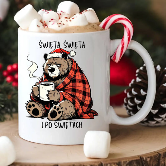 Kubek świąteczny - Miś Święta, święta i po świętach BN16 - StoryCups.pl