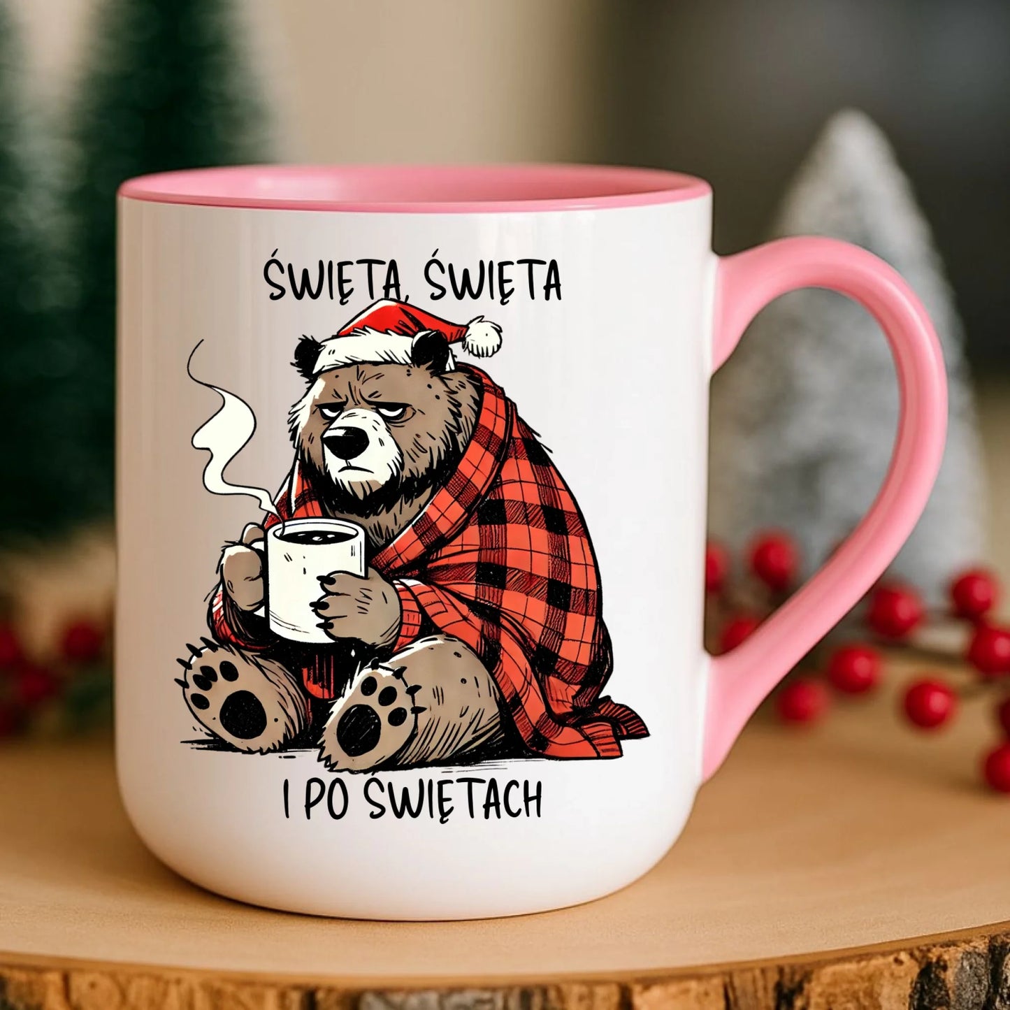 Kubek elegant świąteczny - Miś Święta, święta i po świętach BN16 - StoryCups.pl