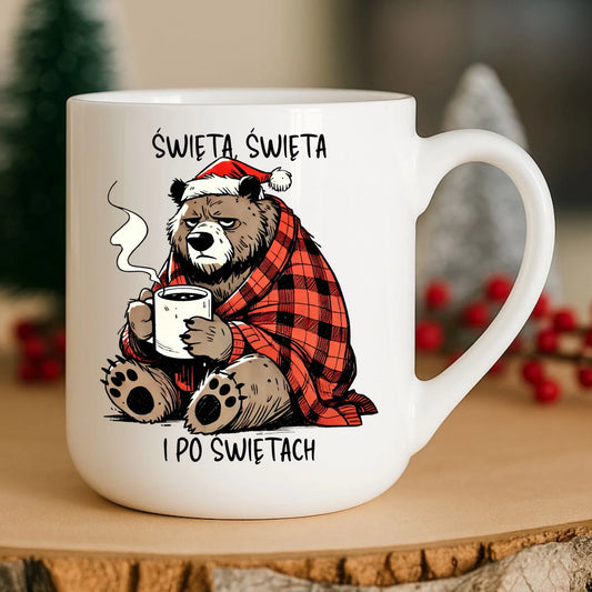 Kubek elegant świąteczny - Miś Święta, święta i po świętach BN16 - StoryCups.pl