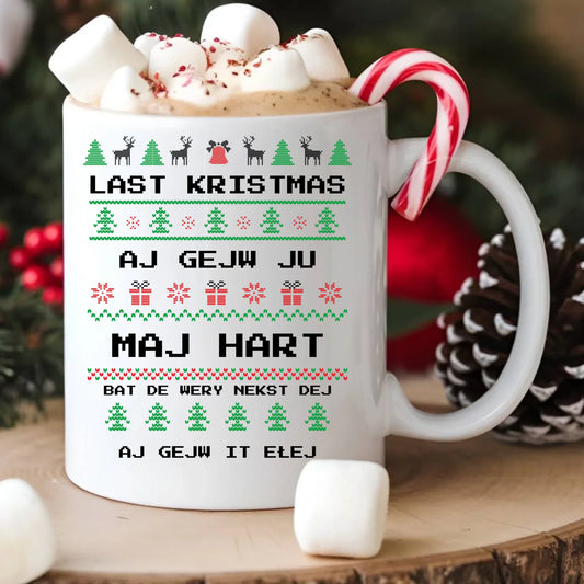 Kubek świąteczny - Last kristmas aj gejw ju maj hart BN13 - StoryCups.pl