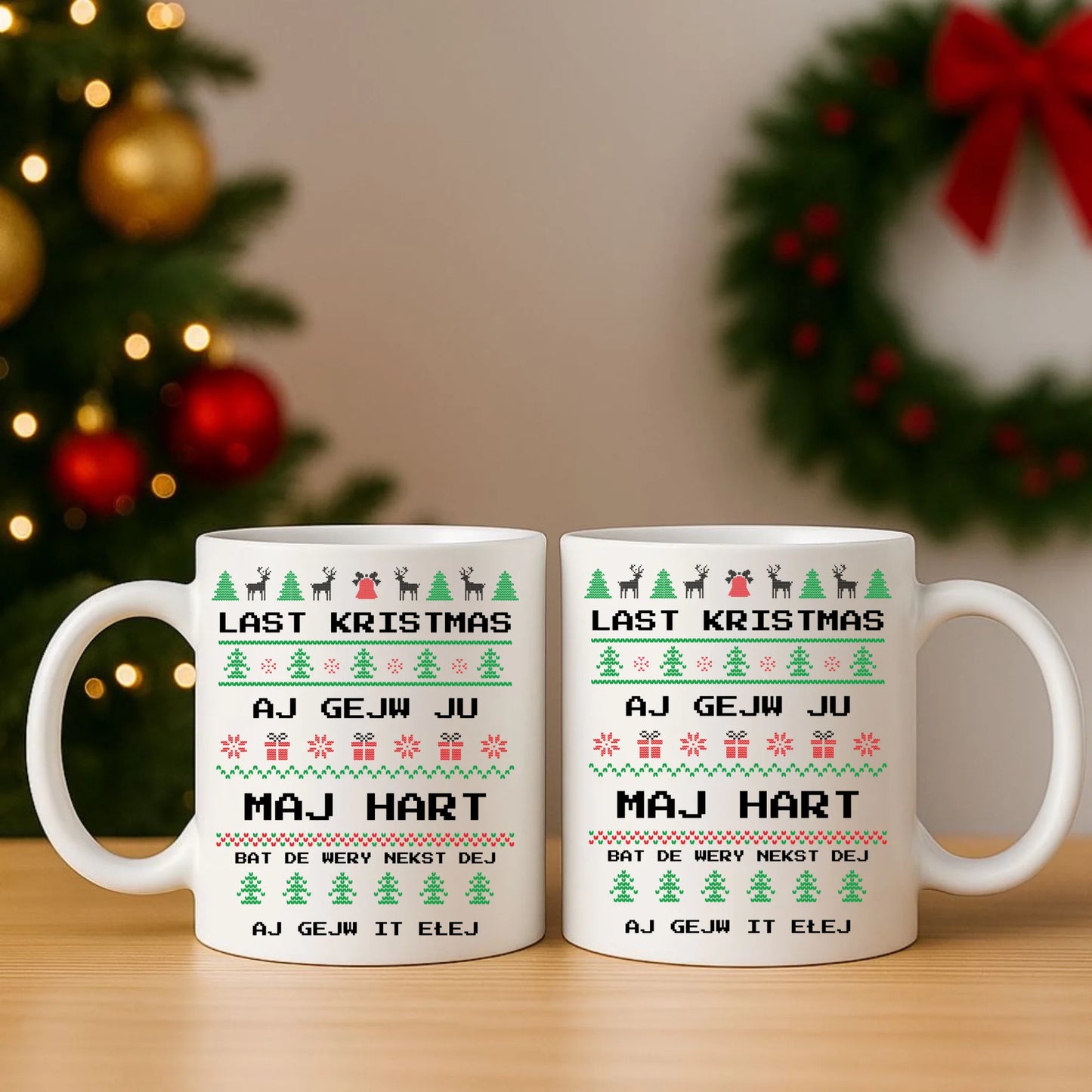 Zestaw poduszka i kubek świąteczny - Last kristmas aj gejw ju maj hart BN13 - StoryCups.pl