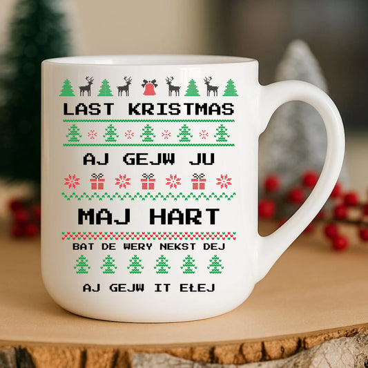 Kubek elegant świąteczny - Last kristmas aj gejw ju maj hart BN13 - StoryCups.pl