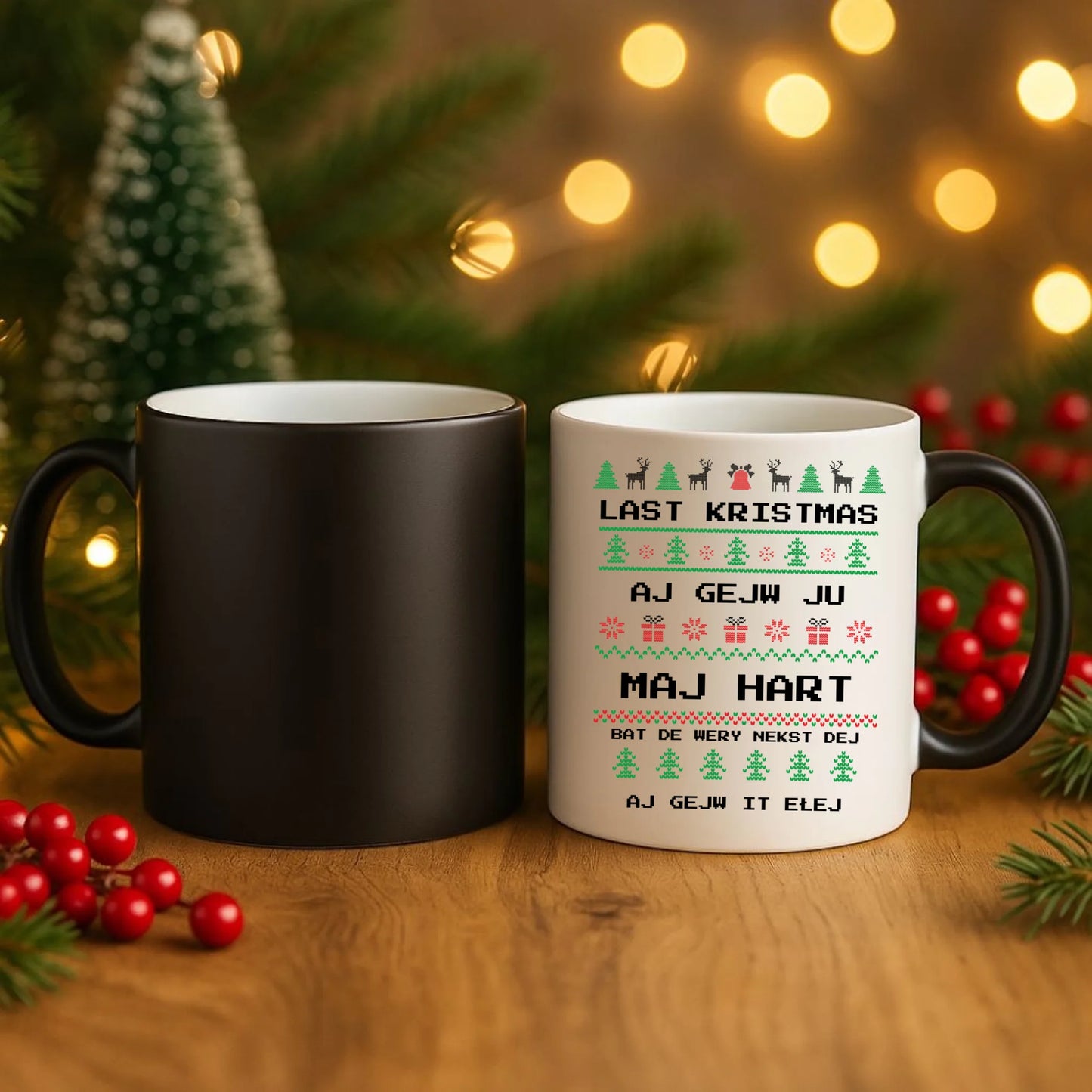 Kubek magiczny świąteczny - Last kristmas aj gejw ju maj hart BN13 - StoryCups.pl