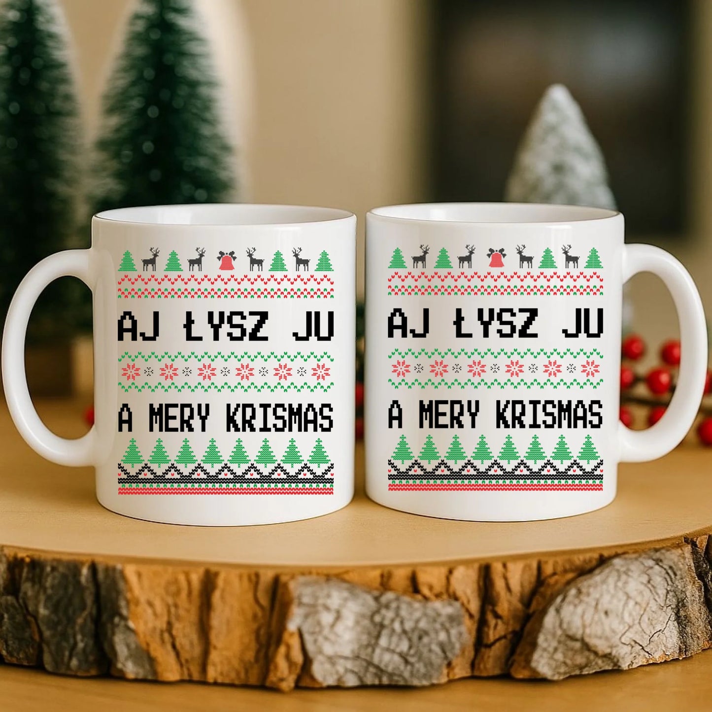 Kubek świąteczny - Aj łysz ju a mery krismas BN12 - StoryCups.pl