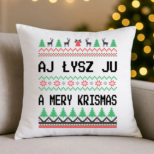 Poduszka świąteczna - Aj łysz ju a mery krismas BN12 - StoryCups.pl