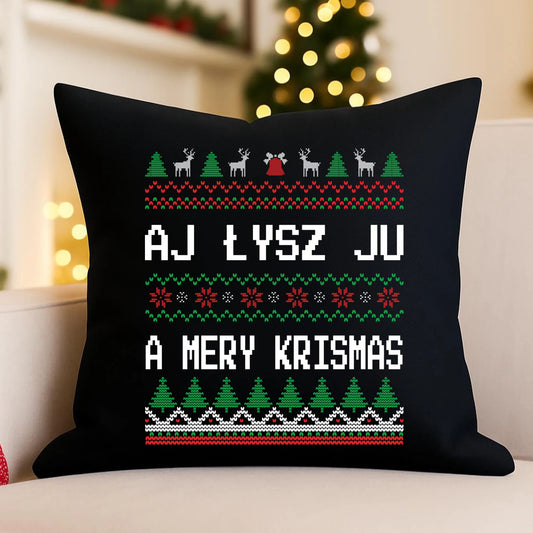 Poduszka dekoracyjna świąteczna - Aj łysz ju a mery krismas BN12 - StoryCups.pl