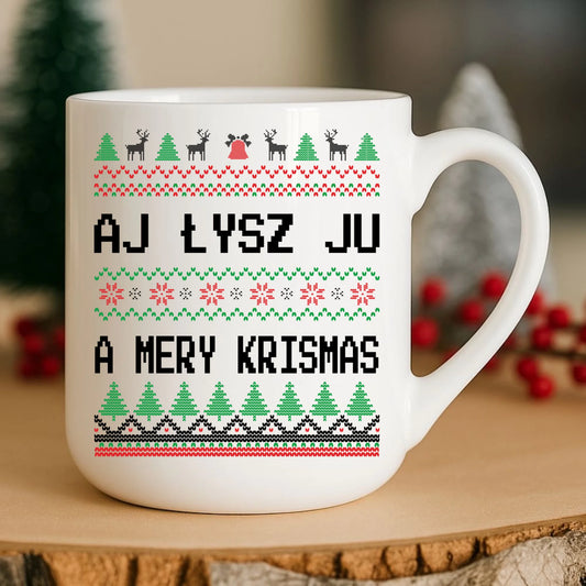 Kubek elegant świąteczny - Aj łysz ju a mery krismas BN12 - StoryCups.pl