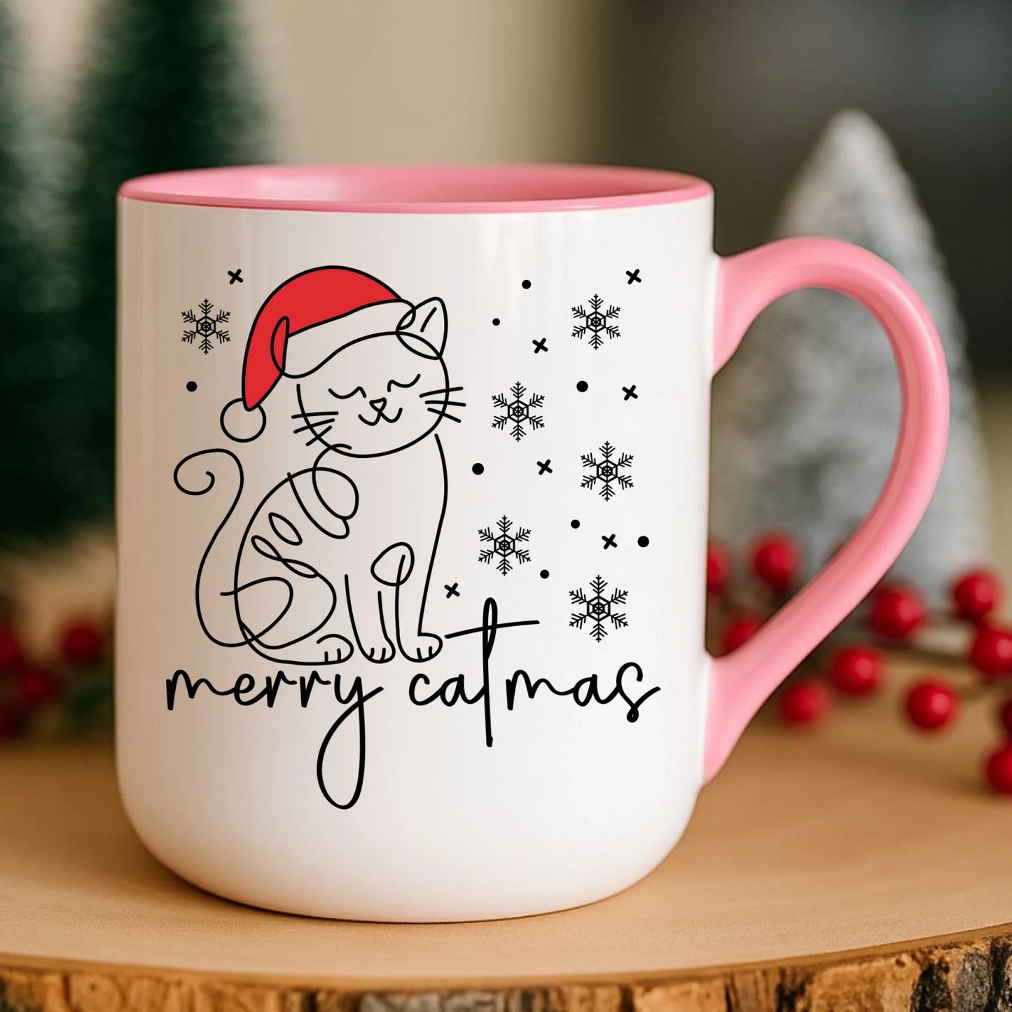 Kubek elegant świąteczny - prezent dla kociary - Merry catmas BN151 - StoryCups.pl