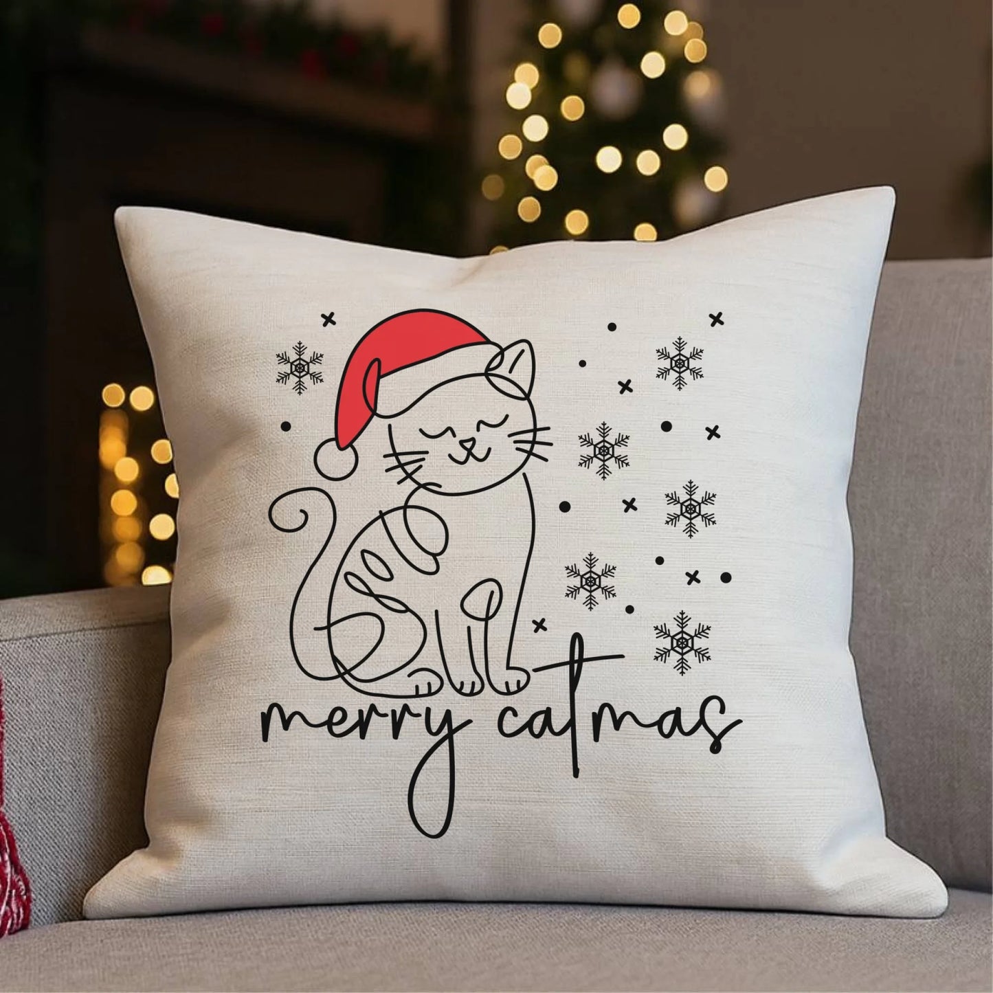 Poduszka świąteczna - prezent dla kociary - Merry catmas BN151 - StoryCups.pl