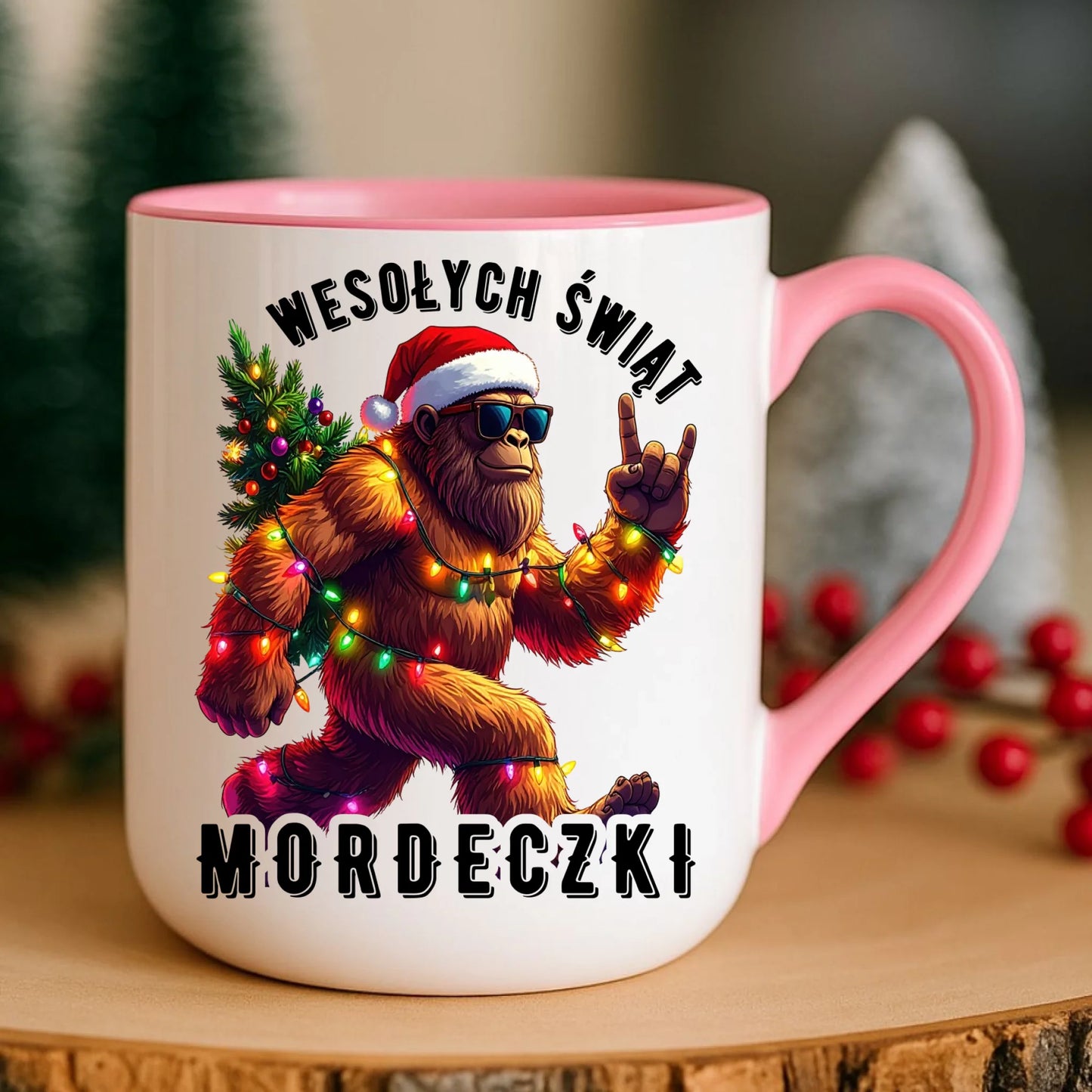 Kubek elegant świąteczny - prezent na święta - Yeti Wesołych Świąt mordeczki BN152 - StoryCups.pl