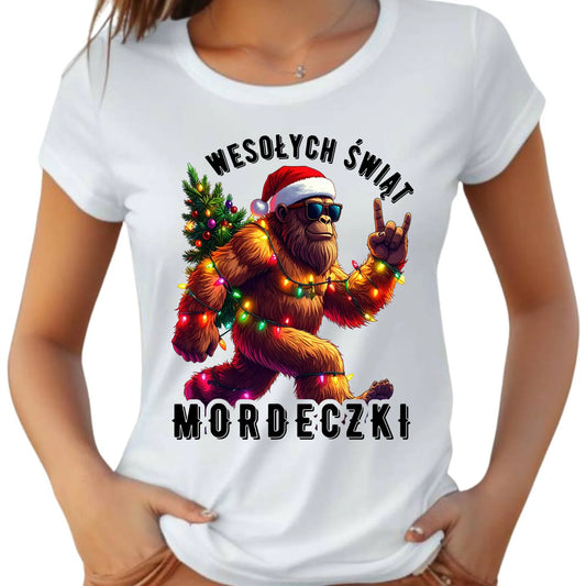 Koszulka damska świąteczna - prezent na święta - Yeti Wesołych Świąt mordeczki BN152 - StoryCups.pl