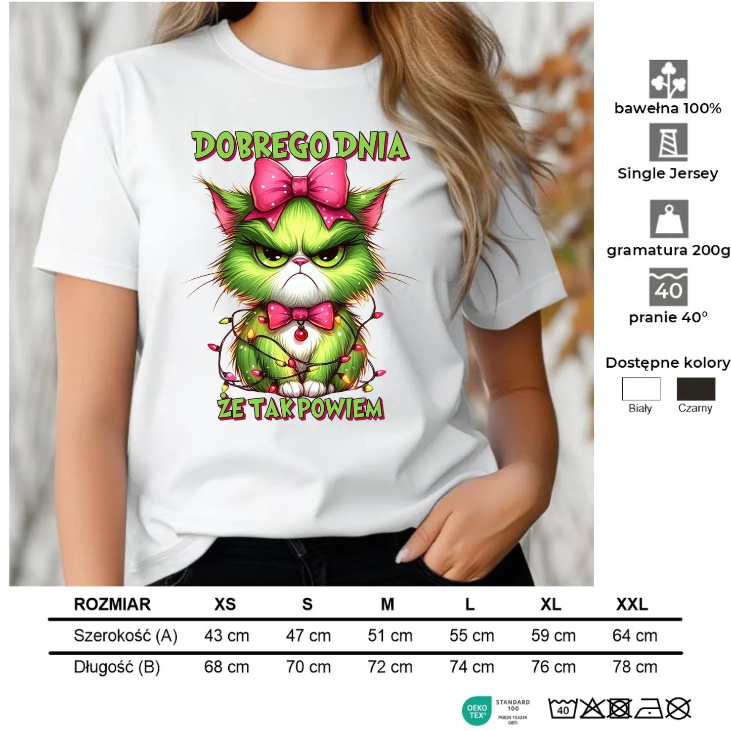 Koszulka damska świąteczna - prezent dla niej - Grinch dobrego dnia, że tak powiem BN153 - StoryCups.pl