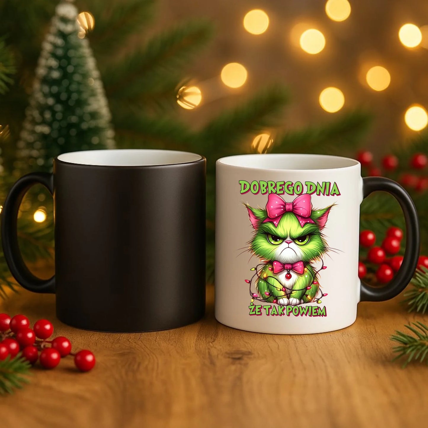 Kubek magiczny świąteczny - prezent dla niej - Grinch dobrego dnia, że tak powiem BN153 - StoryCups.pl