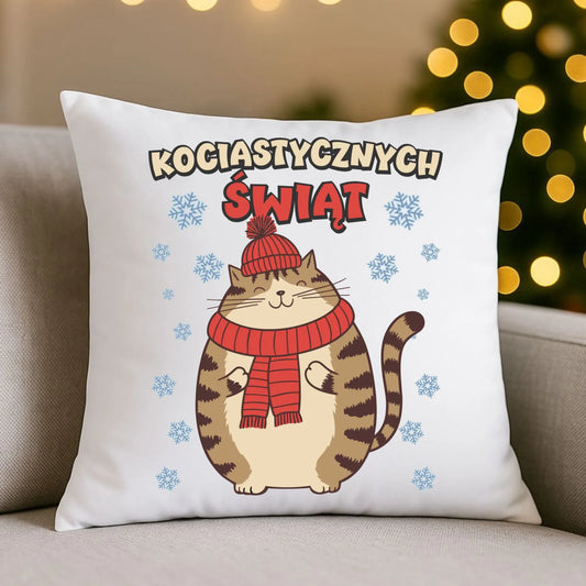 Poduszka świąteczna - prezent na święta - Kociastycznych świąt BN154 - StoryCups.pl
