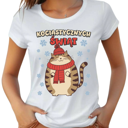 Koszulka damska świąteczna - prezent na święta - Kociastycznych świąt BN154 - StoryCups.pl