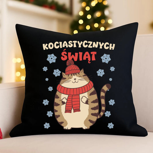 Poduszka dekoracyjna świąteczna - prezent na święta - Kociastycznych świąt BN154 - StoryCups.pl