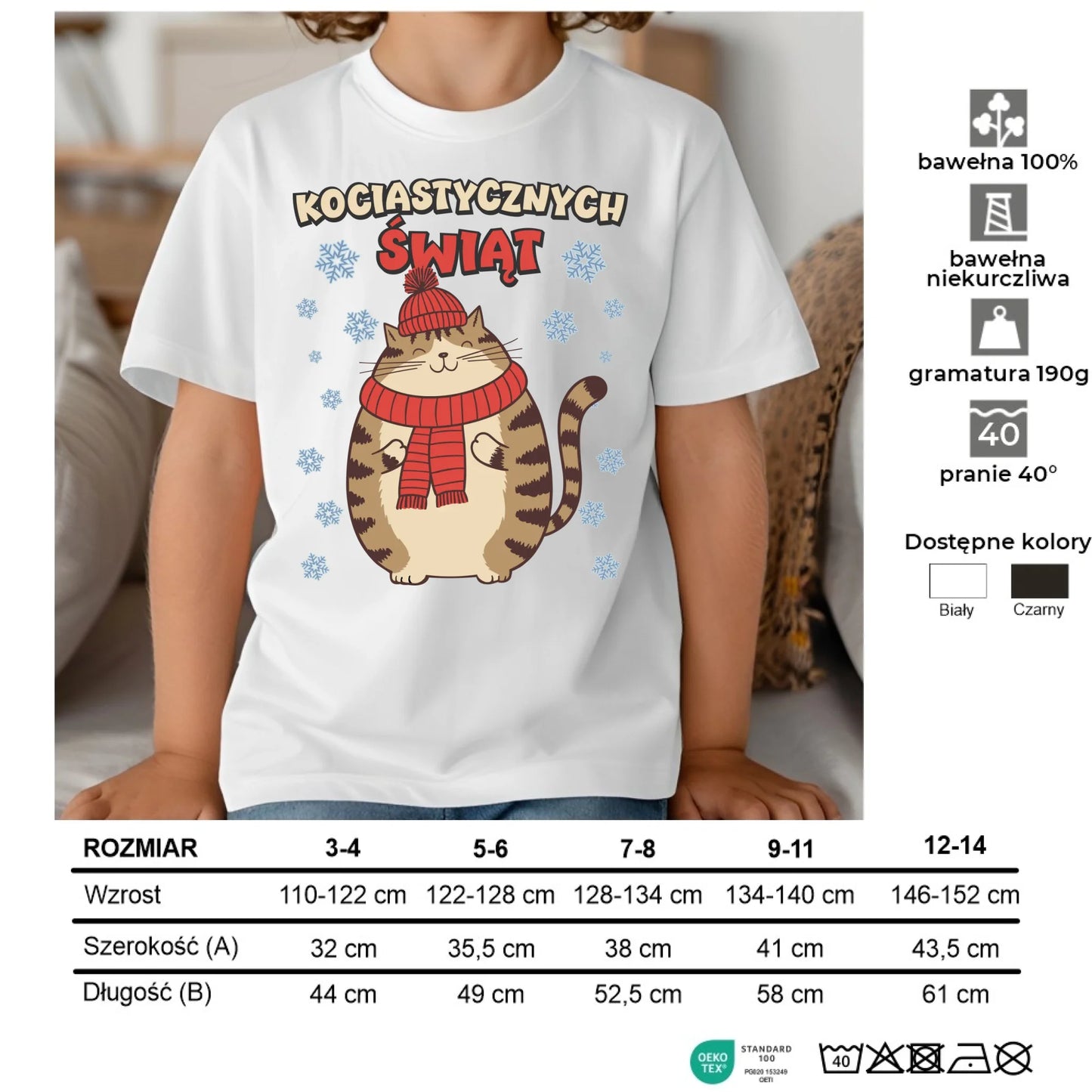 Koszulka dziecięca świąteczna - prezent na święta - Kociastycznych świąt BN154 - StoryCups.pl