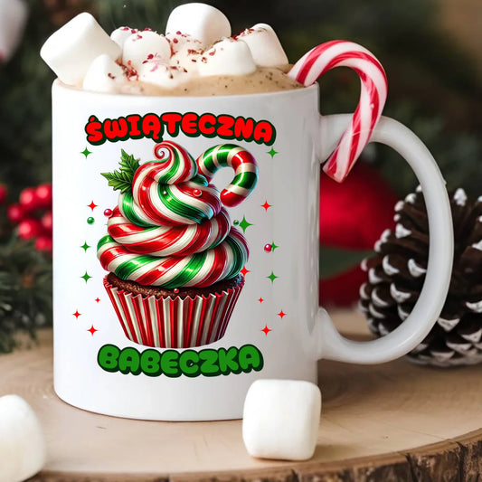 Kubek świąteczny - prezent dla niej na święta Świąteczna babeczka BN155 - StoryCups.pl
