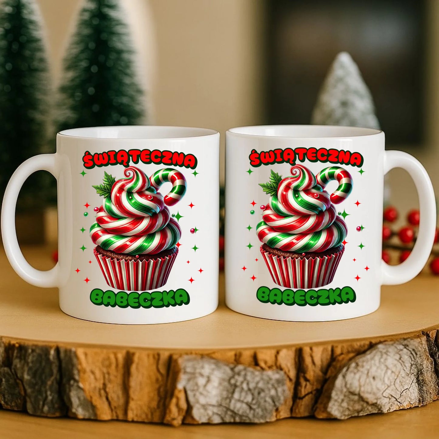 Kubek świąteczny - prezent dla niej na święta Świąteczna babeczka BN155 - StoryCups.pl