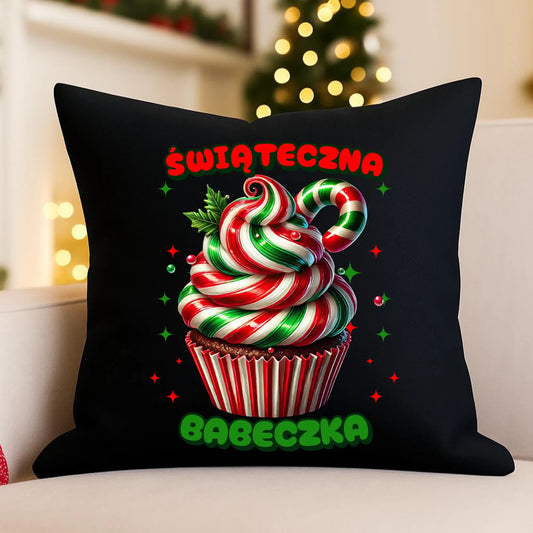 Poduszka dekoracyjna świąteczna - prezent dla niej na święta Świąteczna babeczka BN155 - StoryCups.pl