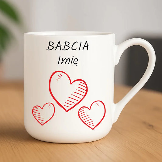 Kubek elegant dla babci - Serca - personalizowany B01 - StoryCups.pl